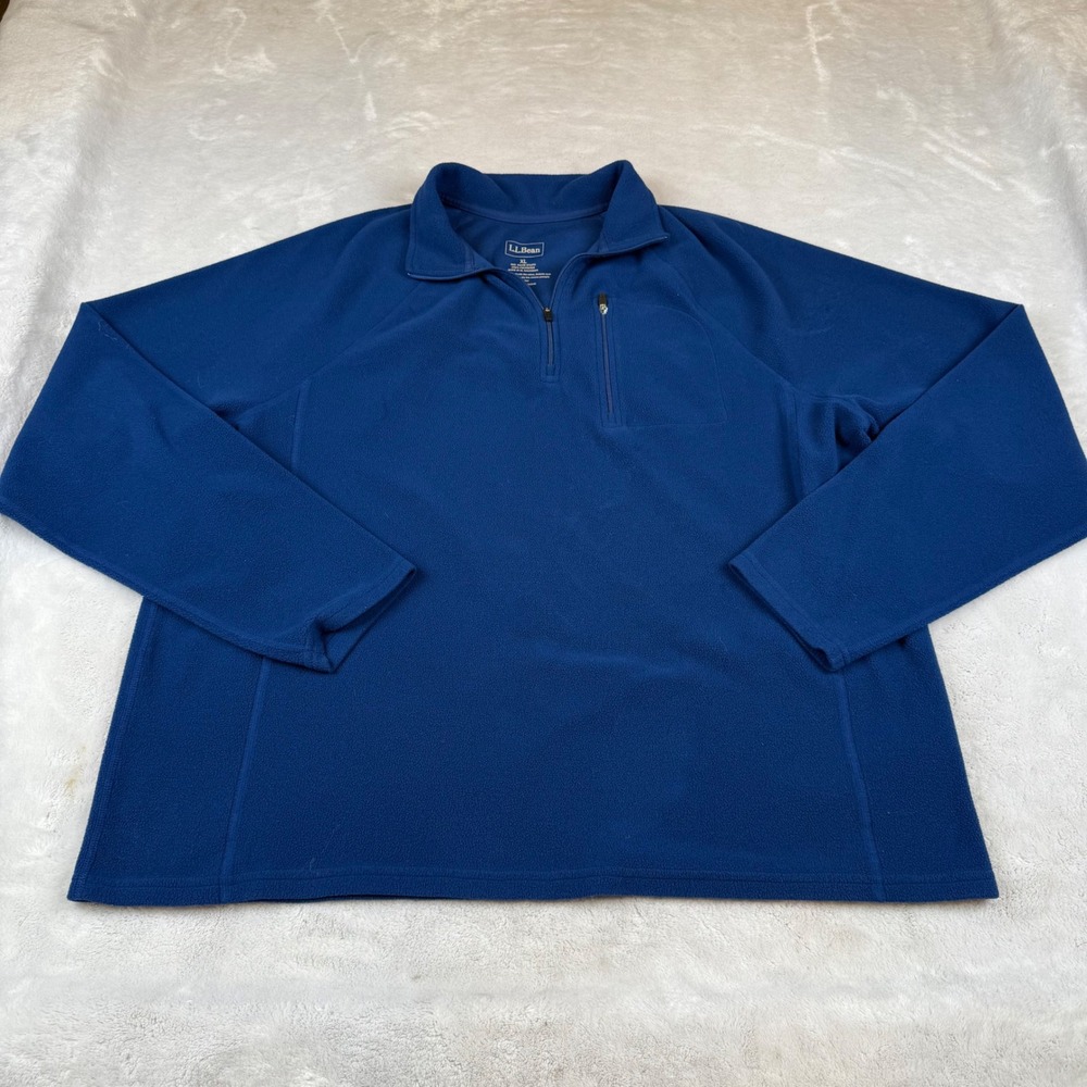 LL Bean Blue Fleece Quarter Zip Pullover Sweatshirt Men's‎ XL